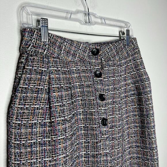Tularosa Pants Womens Medium Tweed Colorful Wide Leg Fringe Hem Lined High Rise - Picture 13 of 16